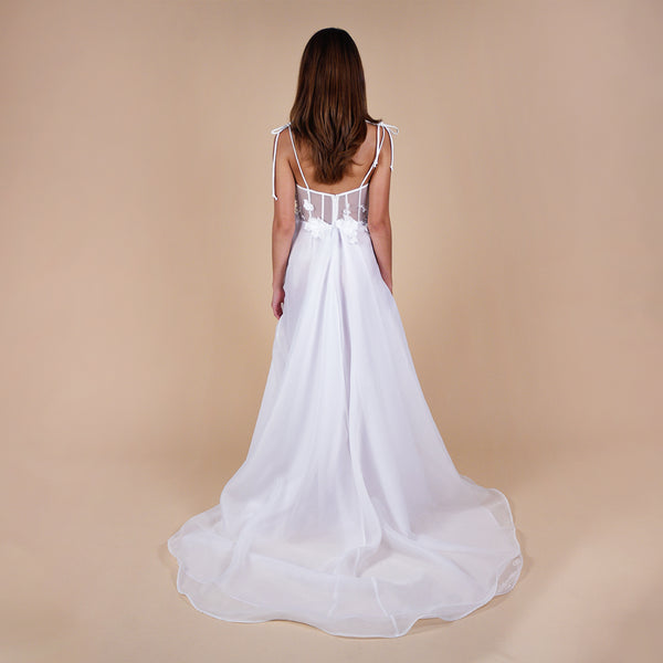 narces back of 3D Floral Hand Embellished Bustier Bridal Gown