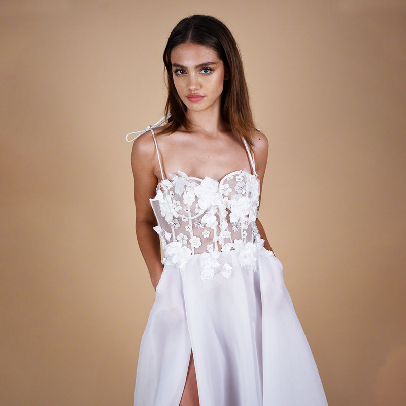 Orla 3D Floral Hand Embellished Bustier Bridal Gown With pocket