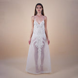 Tempest Beaded Limited Off-White Collection sheer panel