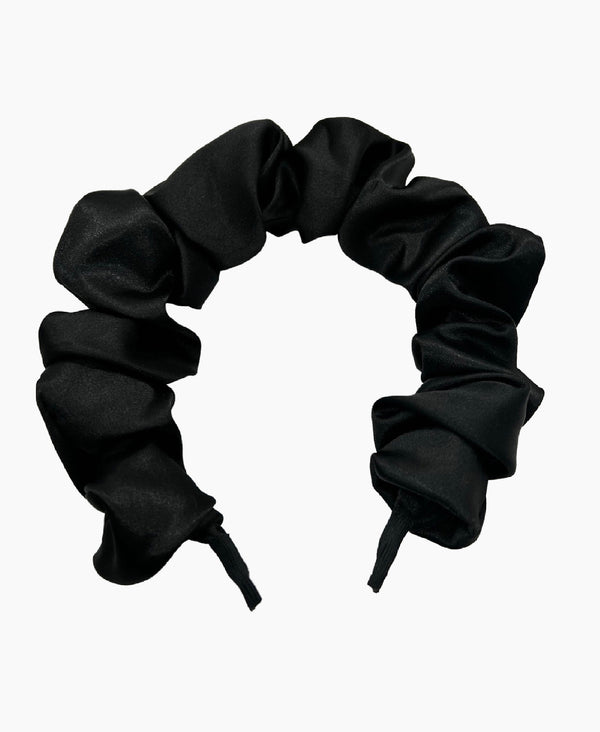 Black Satin Scrunchie Headband