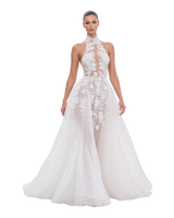 MARGOT high-neck 3D floral A-line wedding gown by NARCES