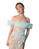 Amalia Beaded 3D Floral Appliqué Gown