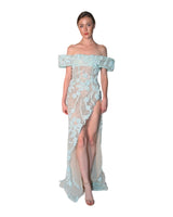 Amalia Beaded 3D Floral Appliqué Gown