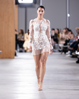 ELODIE | Long Sleeve Floral Bridal Mini Dress