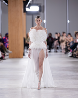EMILIA | Feather Strapless Bridal Bustier with silk skirt