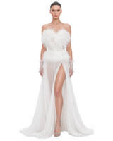 EMILIA | Feather Strapless Bridal Bustier with silk skirt