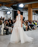 MARGOT | High-Neck 3D Floral A-Line Wedding Gown