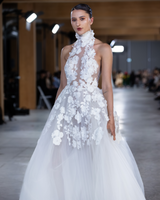 MARGOT | High-Neck 3D Floral A-Line Wedding Gown