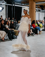 PLUME feather corset sheer wedding gown by NARCES