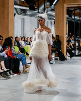 PLUME feather corset sheer wedding gown by NARCES