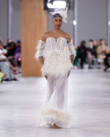 PLUME feather corset sheer wedding gown by NARCES