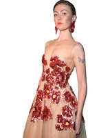 Sottilie - Floral Sequin Appliqué Midi Dress