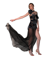 Valeria - Velvet Beaded Floral Appliqué Gown