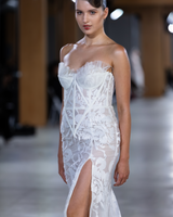 VIVIENNE | Strapless Floral Corset Wedding Dress with Slit
