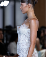 VIVIENNE | Strapless Floral Corset Wedding Dress with Slit