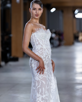 VIVIENNE | Strapless Floral Corset Wedding Dress with Slit
