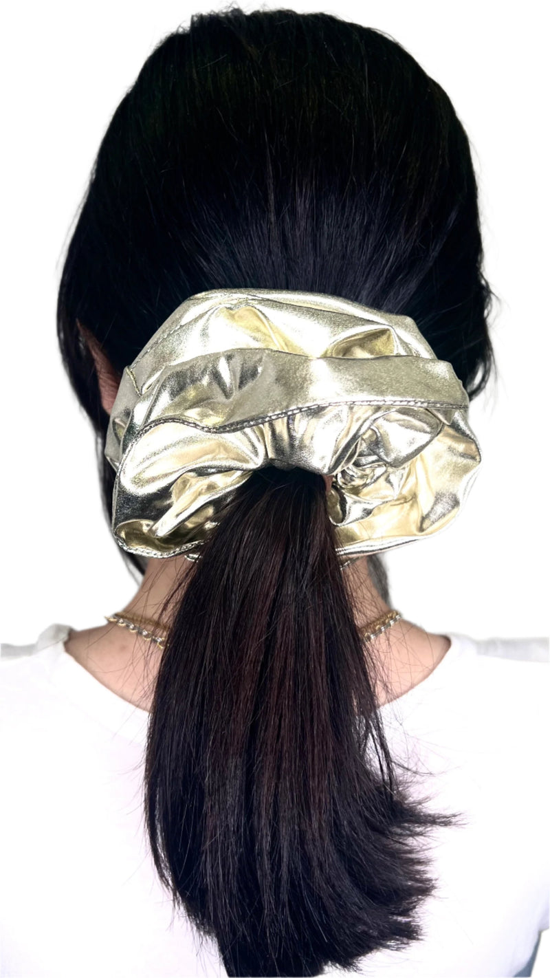 narces silver scrunchie