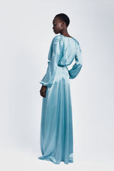 Aqua Silky Robe Gown