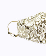 Adjustable Ivory Guipure Lace on Gold Lamé Mask