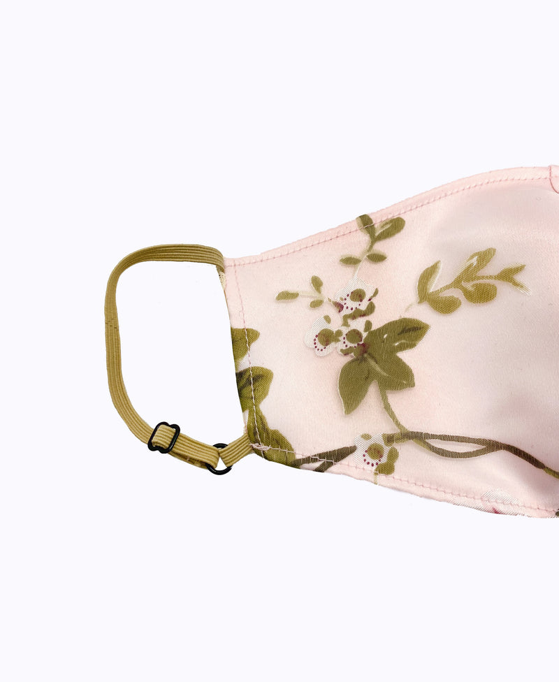 Adjustable Pink 3D Floral Lightweight Organza Mask