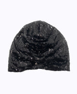 Black Sequin Silk Knot Turban Hat