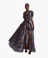 Cloudy Tie-Dye Wrap Gown