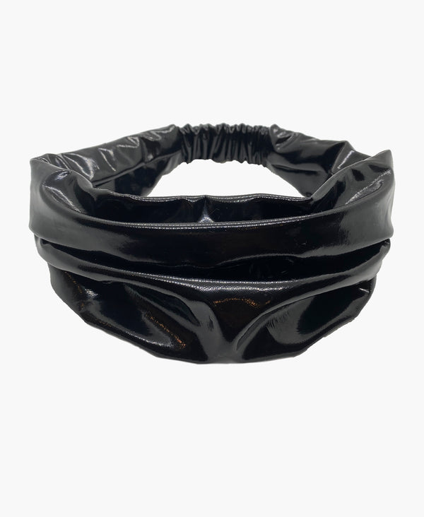 Black Patent Vegan Leather Headband