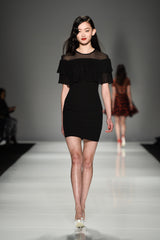 Black frilled mini dress