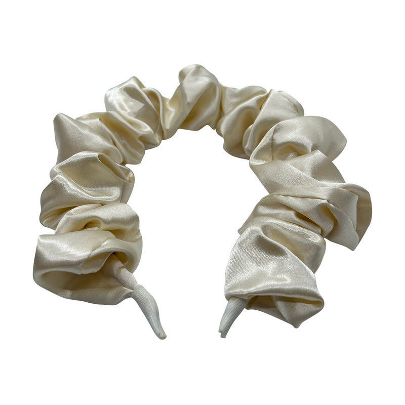 Ivory Satin Scrunchie Headband