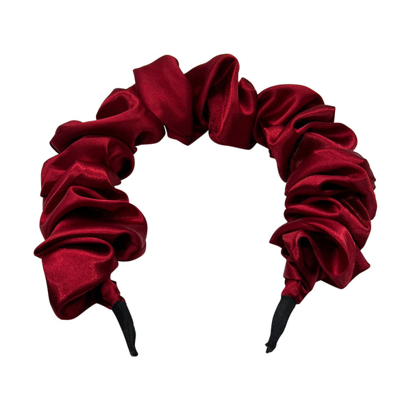 Deep Red Satin Scrunchie Headband