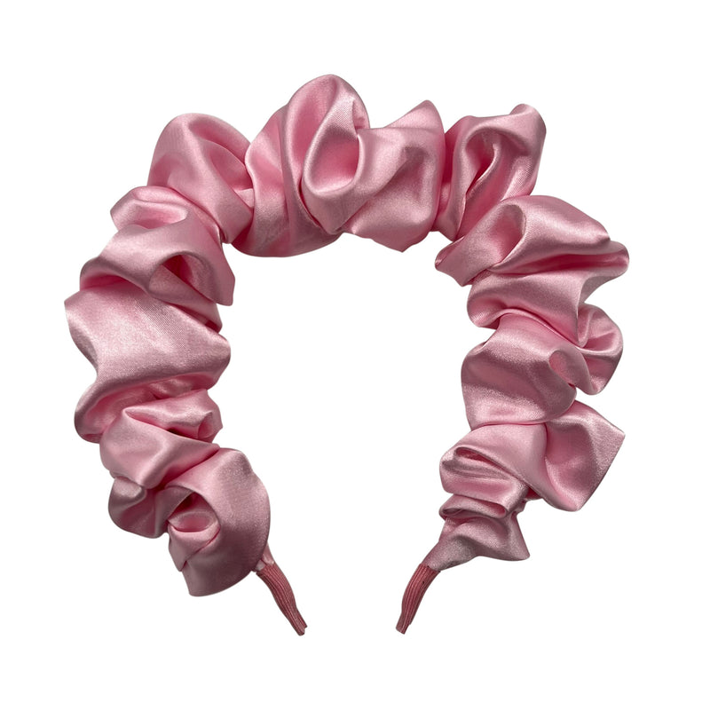 Flamingo Pink Satin Scrunchie Headband