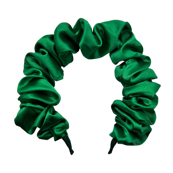 Emerald Green Satin Scrunchie Headband