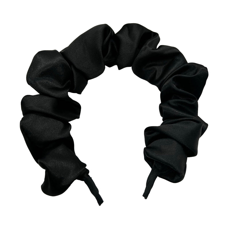 Black Satin Scrunchie Headband
