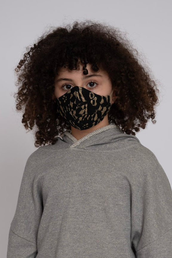 Kids Adjustable Black Lace Mask