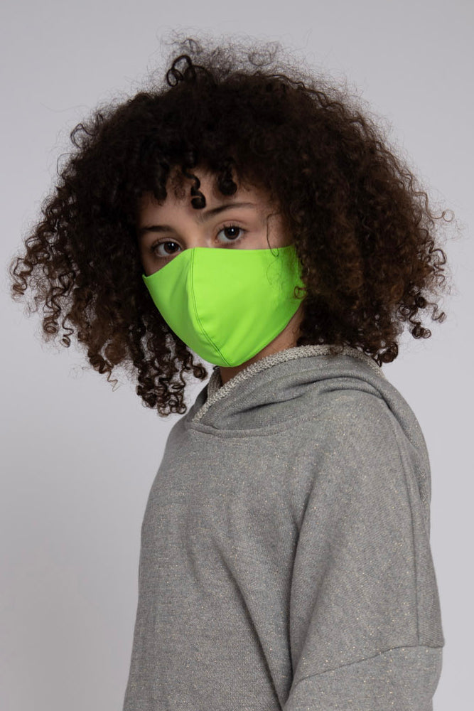 Kids Adjustable Neon Green Soft Reversible Mask