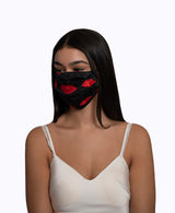 Black Organza Embroidered Lip Mask