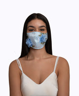 Adjustable Blue 3D Floral Lightweight Organza Mask