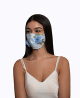 Adjustable Blue 3D Floral Lightweight Organza Mask