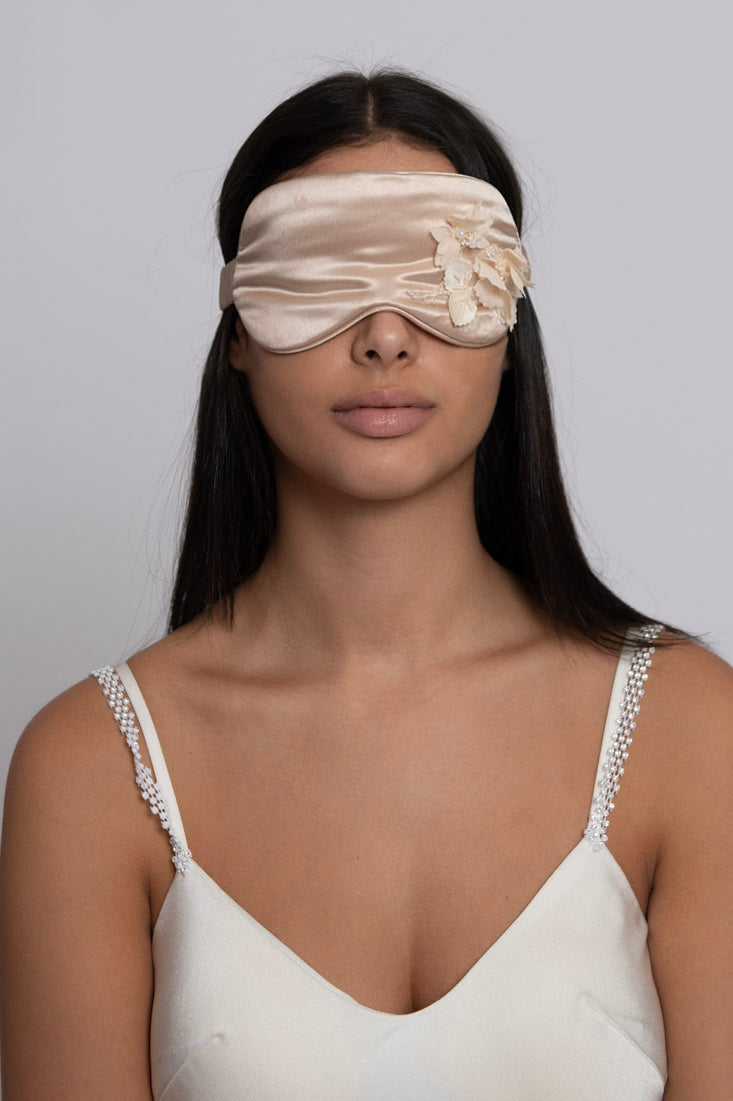 3D Champagne Floral Silk Sleep Eye Masks
