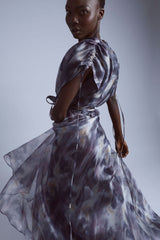 Cloudy Tie-Dye Wrap Gown