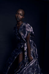 Cloudy Tie-Dye Wrap Gown