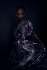 Cloudy Tie-Dye Wrap Gown