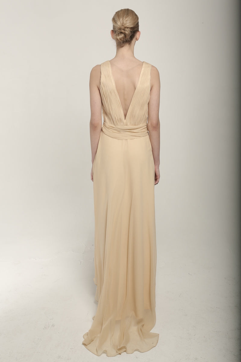 High low crepe gown 