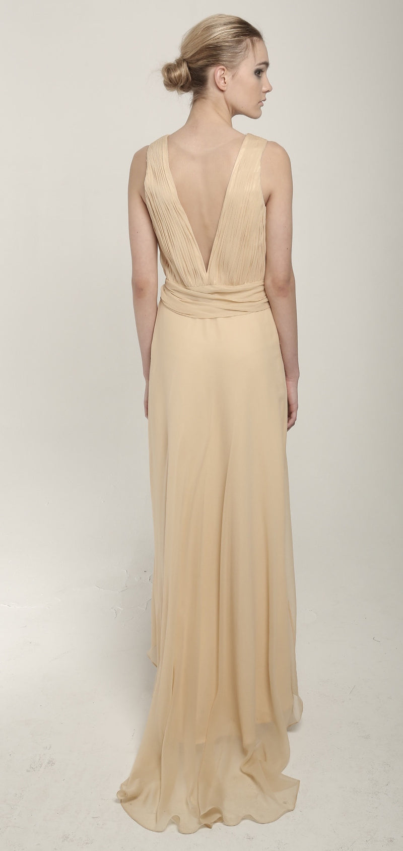 High low crepe gown 