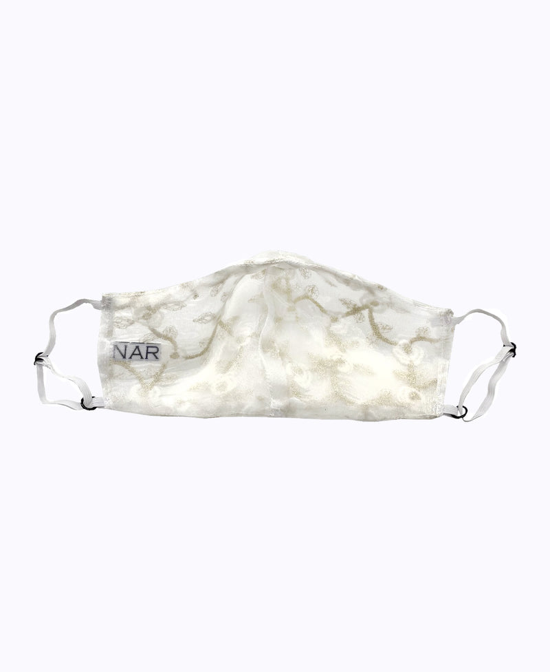 Adjustable White Lace Encased Super Lightweight Organza Mask