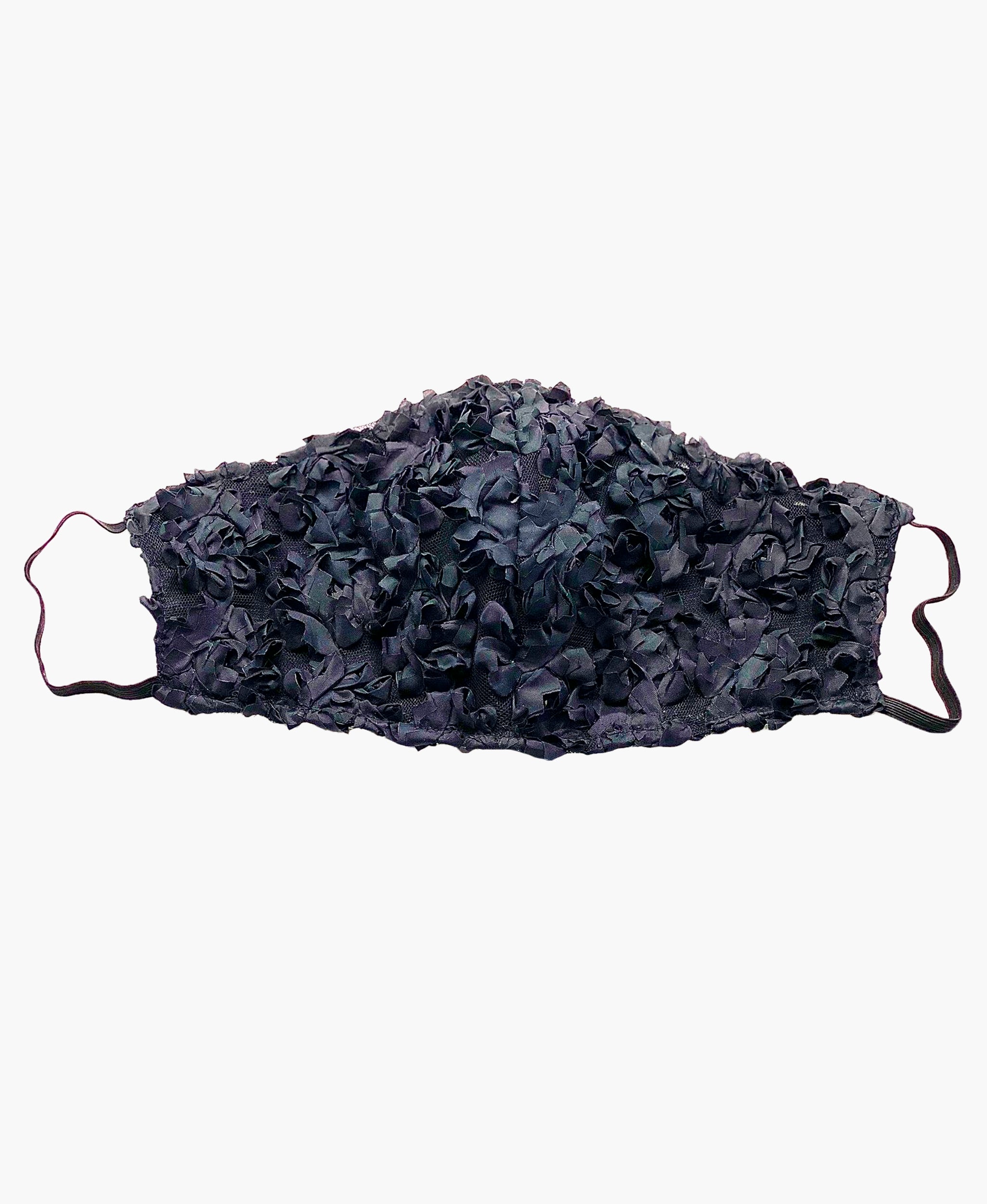 Black Ribbon 3D Flower Mask – NARCES