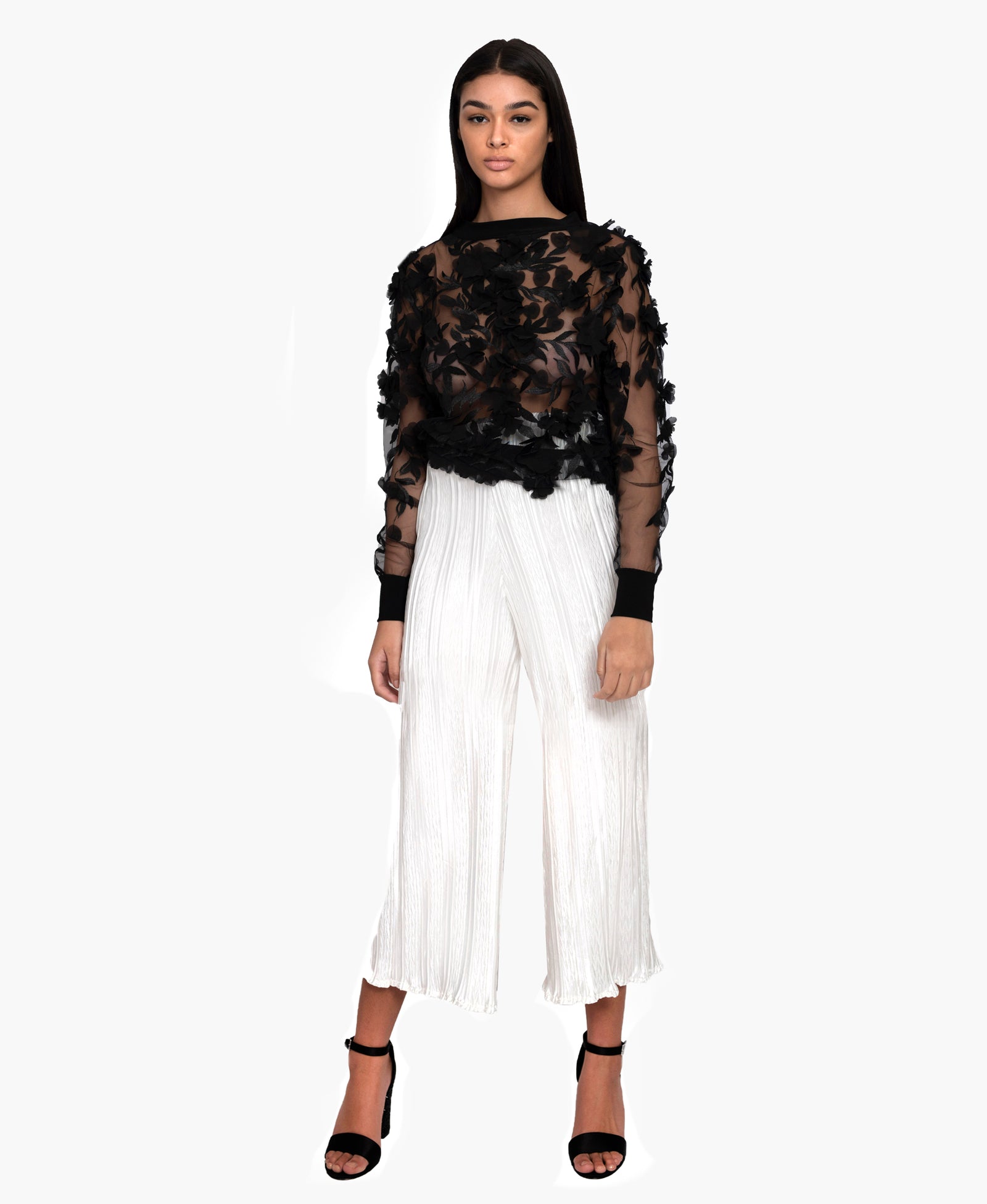 トップス 2WAY SMOKE FLOWER SHEER TOP blk/M 2WAY SMOKE FLOWER SHEER TOP