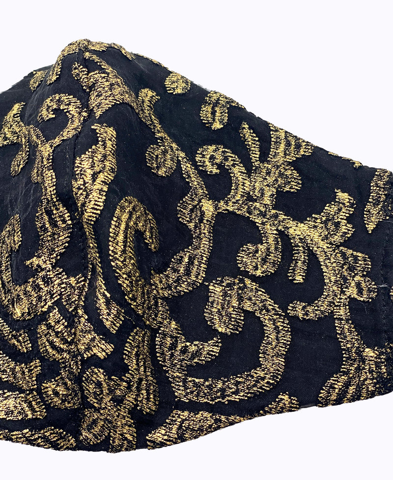 Black Gold Lace Organza Mask