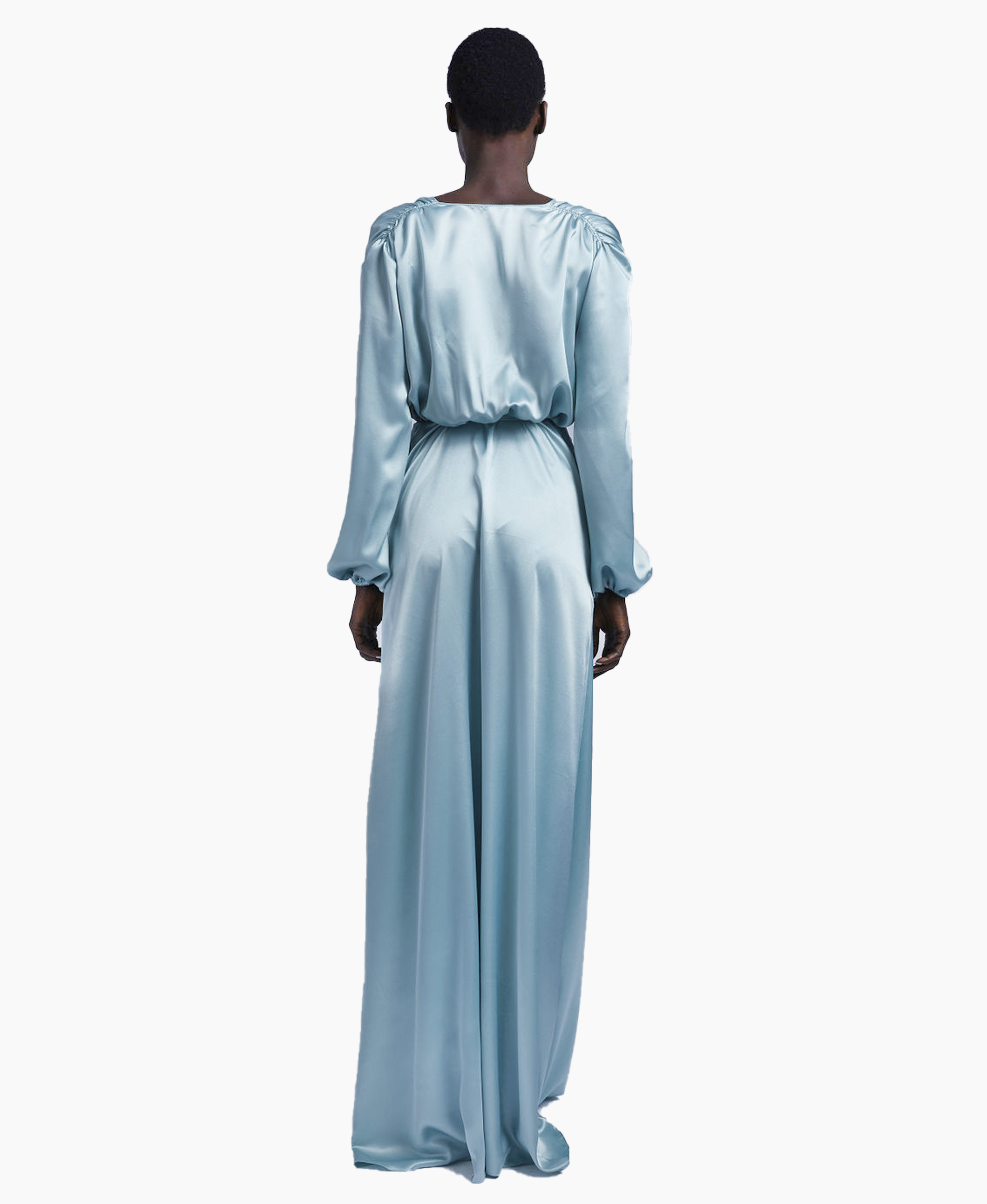 Aqua Silky Robe Gown – NARCES