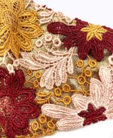 Burgundy Blush Crochet Lace on Gold Lamé Mask